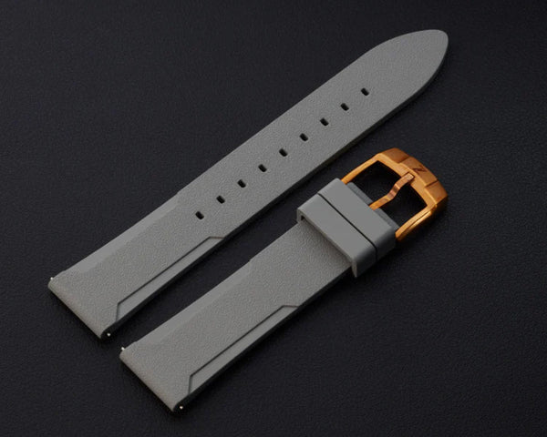 Zelos Grey FKM Rubber Strap 22mm Bronze Clasp